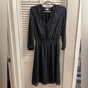 J. Crew plaid midi dress with smock waist